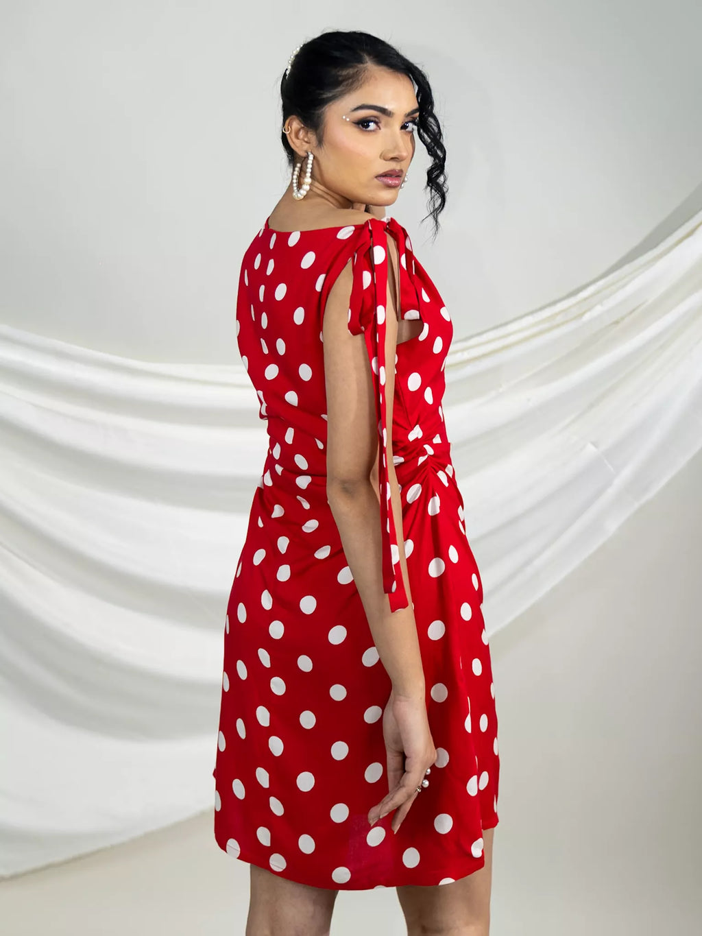 Polka Tie-Shoulder  Bodycon dress