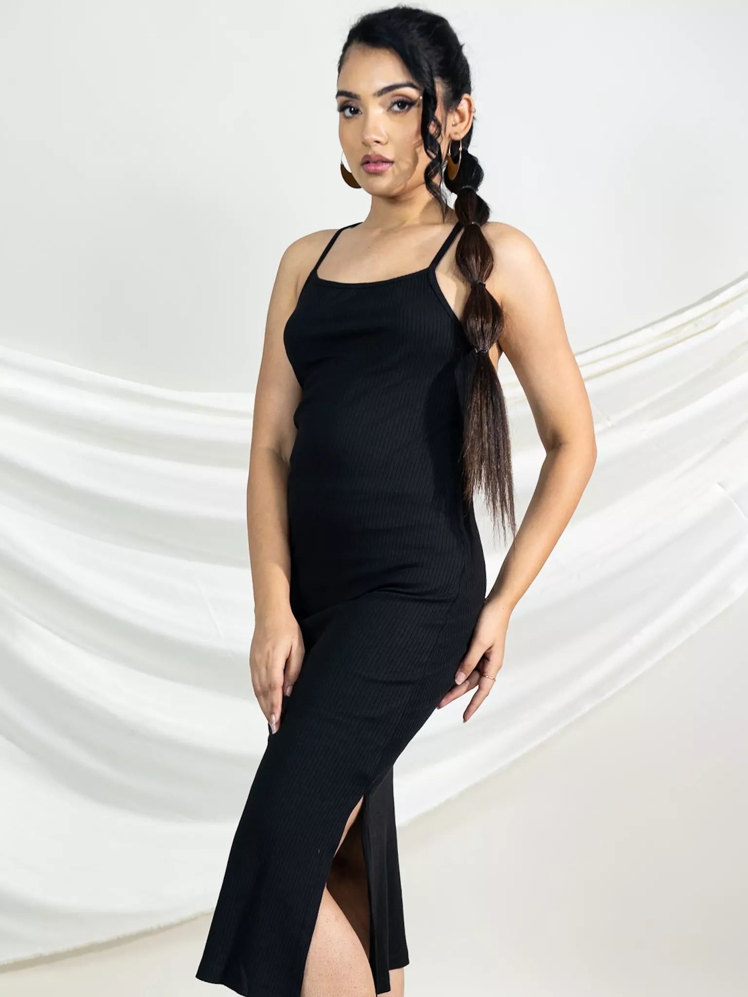 Black Back Criss-Cross Rib Dress
