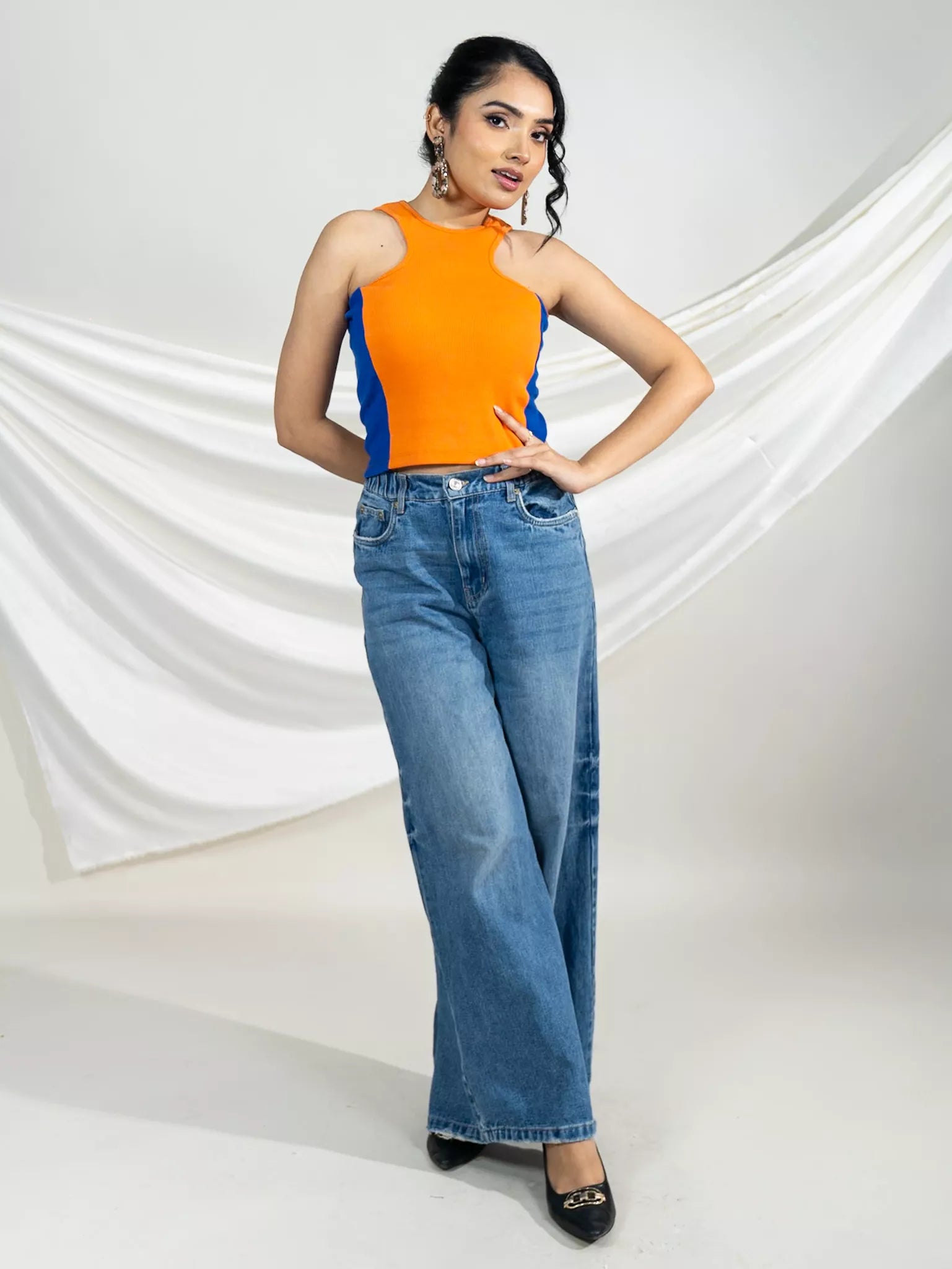 Orange Rib Crop Top