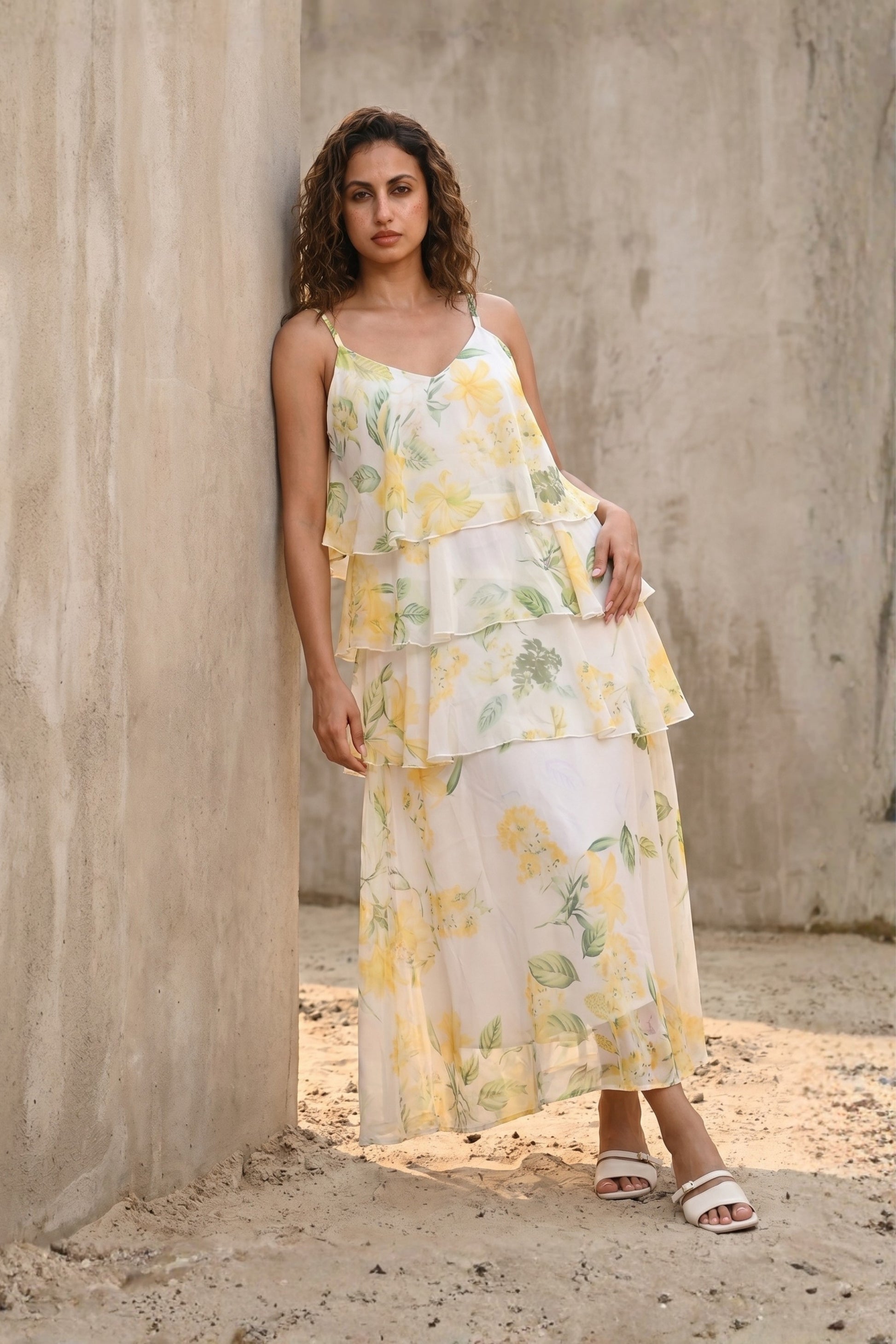 Floral Whisper Ruffle Dress