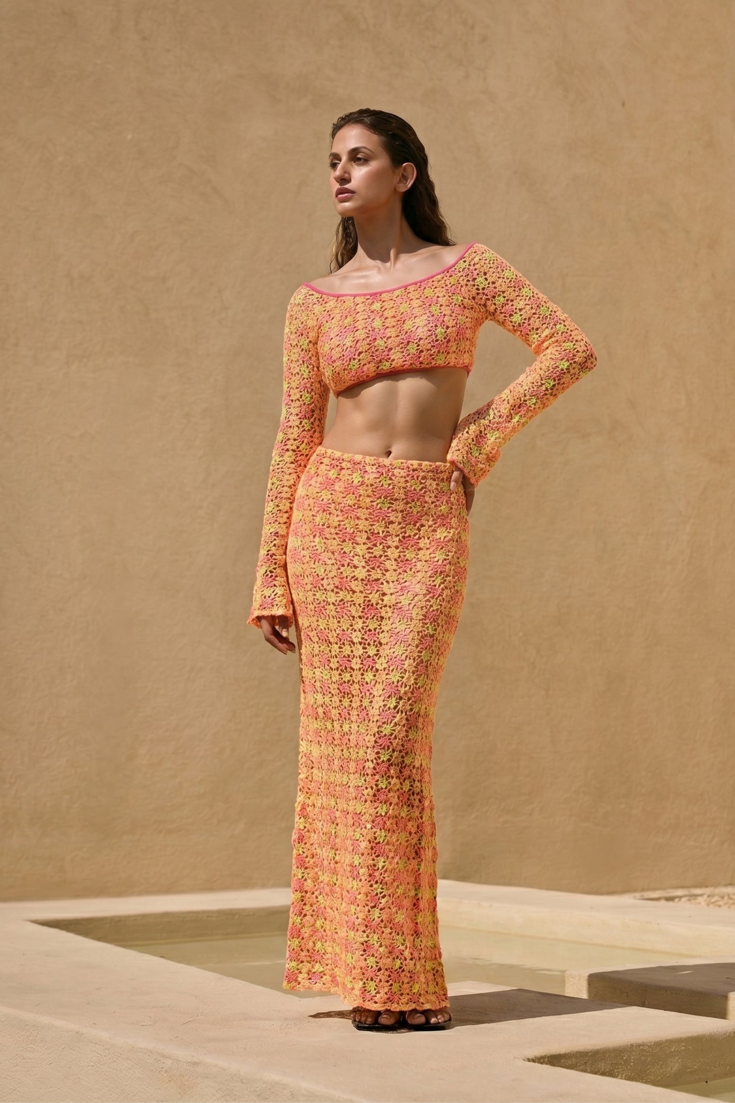 Sunset Bloom Lace Co-ord Set