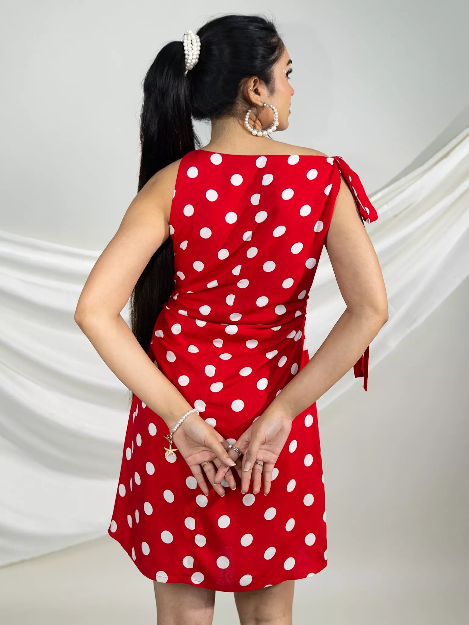 Polka Tie-Shoulder  Bodycon dress