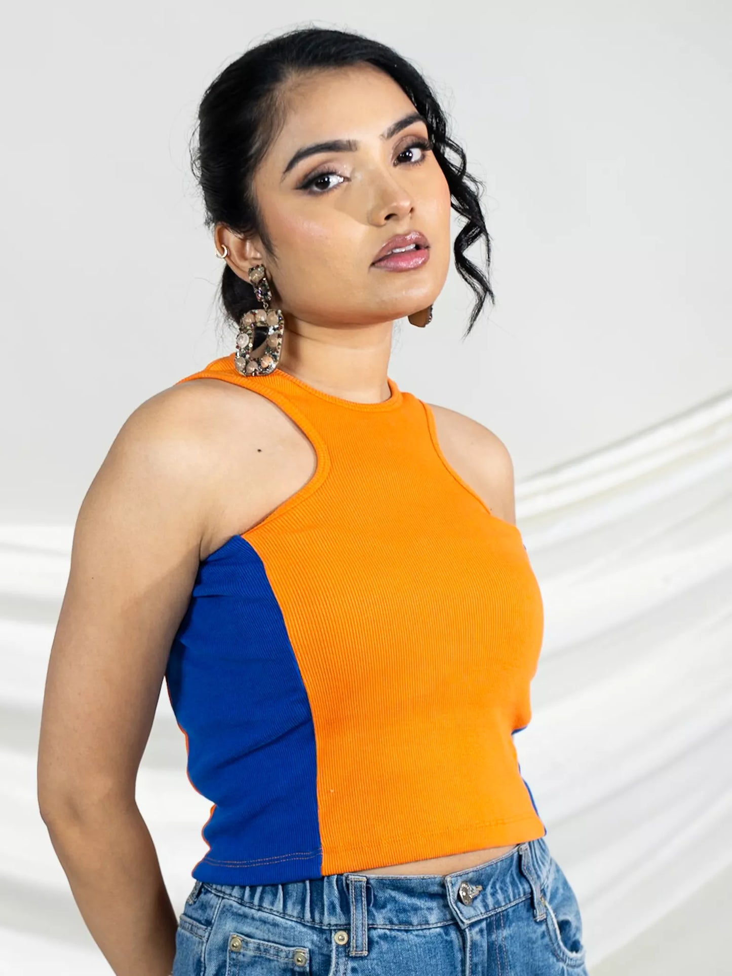Orange Rib Crop Top