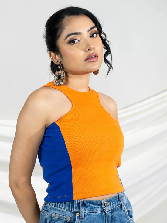 Orange Rib Crop Top