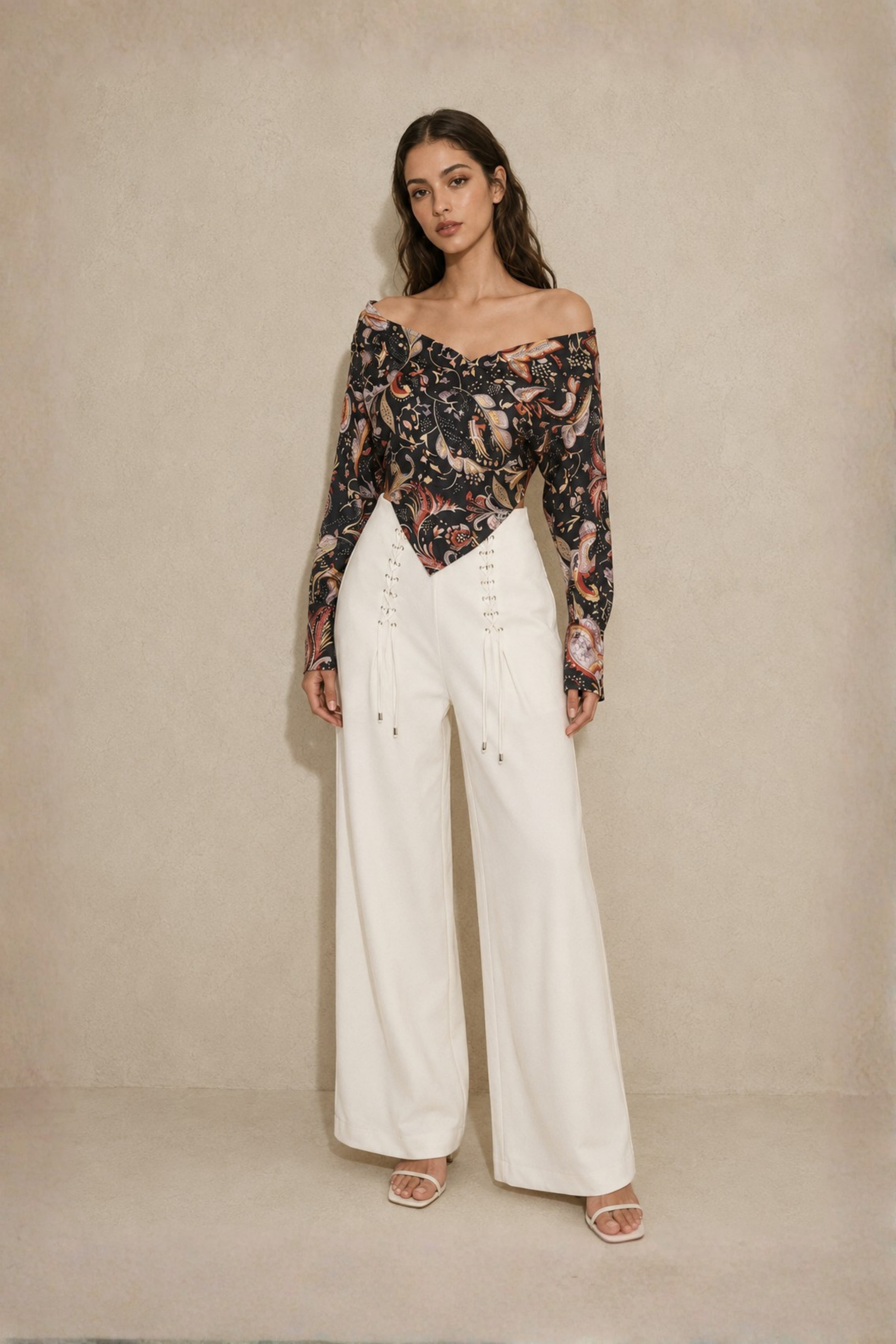 Luxe Paisley Top & Lace-Up pant Co-ord Set