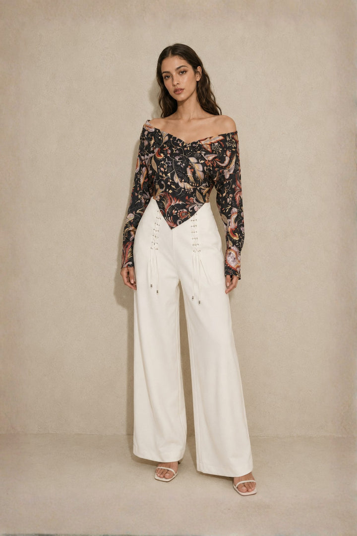 Luxe Paisley Top & Lace-Up pant Co-ord Set