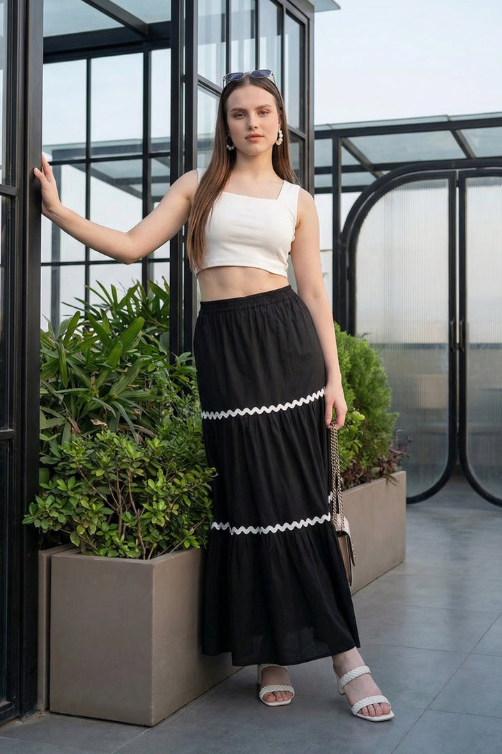 Black Ric Rack Lace Skirt