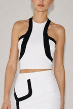 White Halter Neck Crop Top