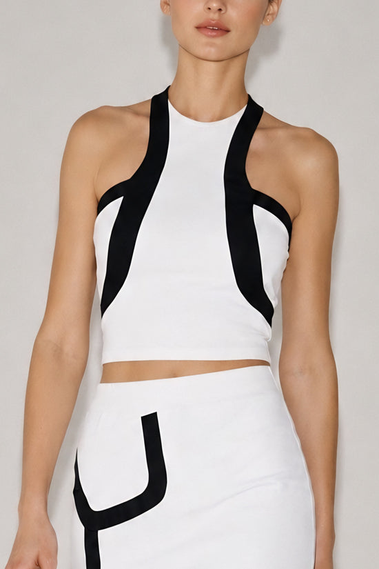 White Halter Neck Crop Top