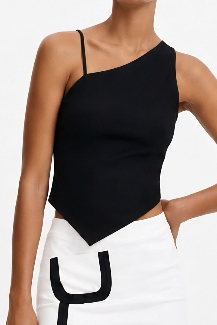 Black V Shape Crop Top