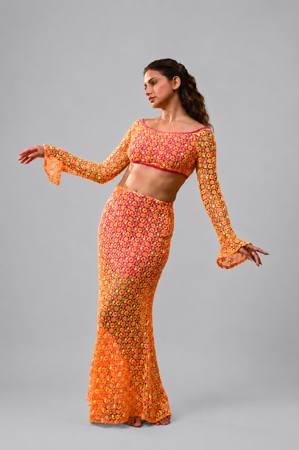 Sunset Bloom Lace Co-ord Set