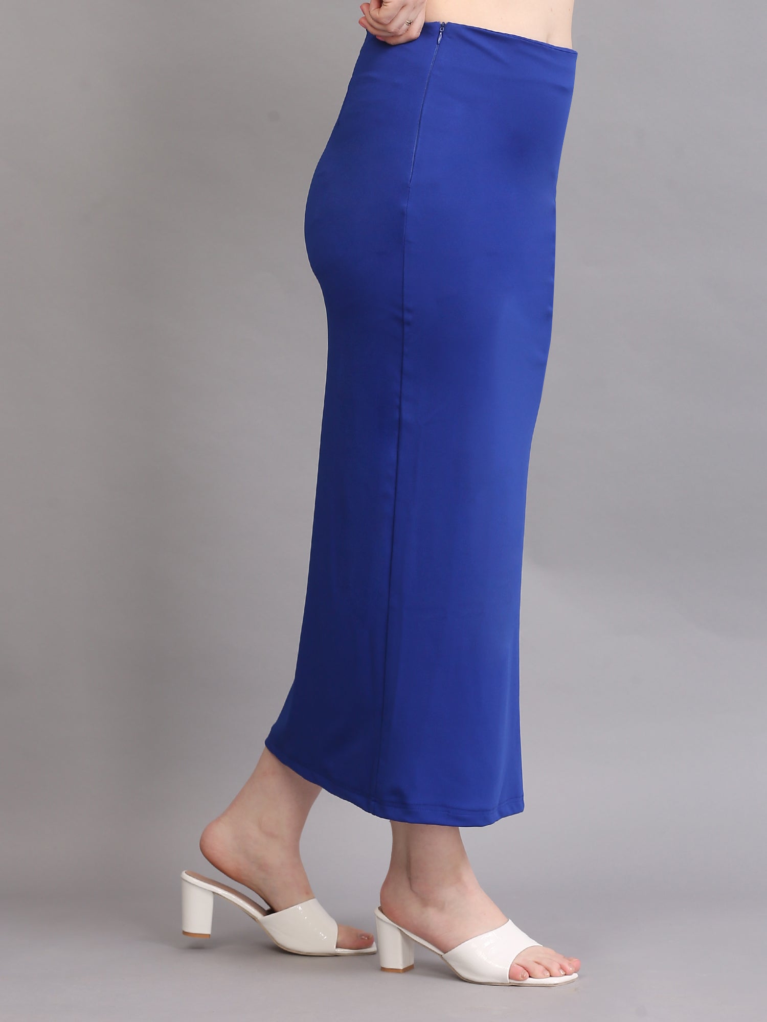 Royal Blue Side Slit Zipper Skirt