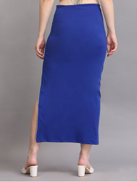 Royal Blue Side Slit Zipper Skirt