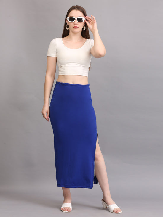 Royal Blue Side Slit Zipper Skirt