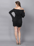 Black Ruched Bodycon Mini Dress