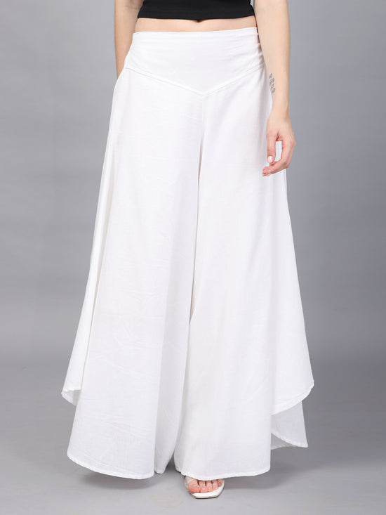 White Bottom Flared Trousers