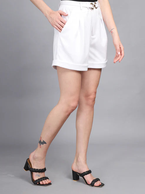 White Buckel High-Rise Short