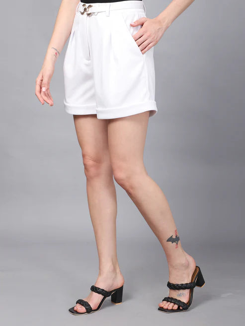 White Buckel High-Rise Short