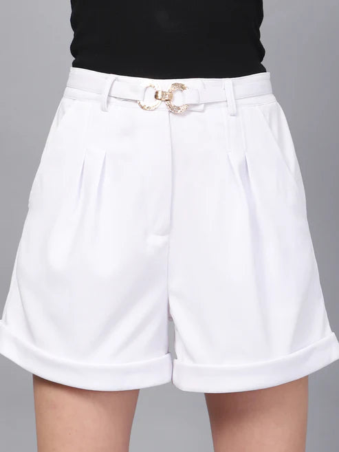 White Buckel High-Rise Short