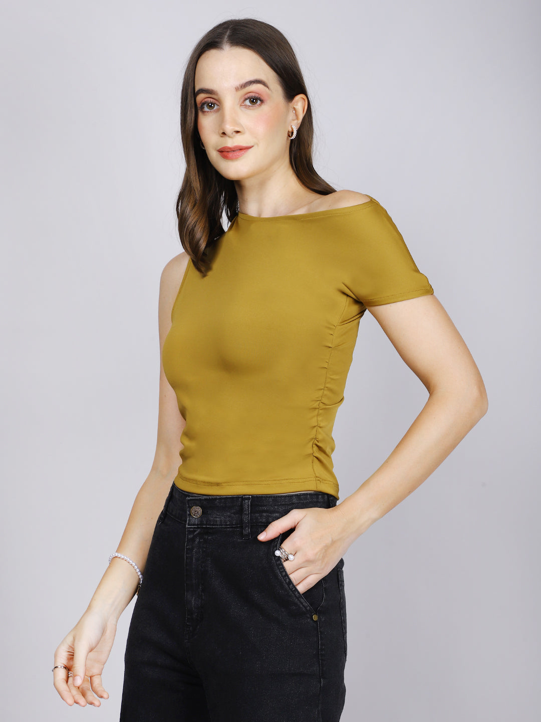 OLIVE SIDE ROUCH TOP