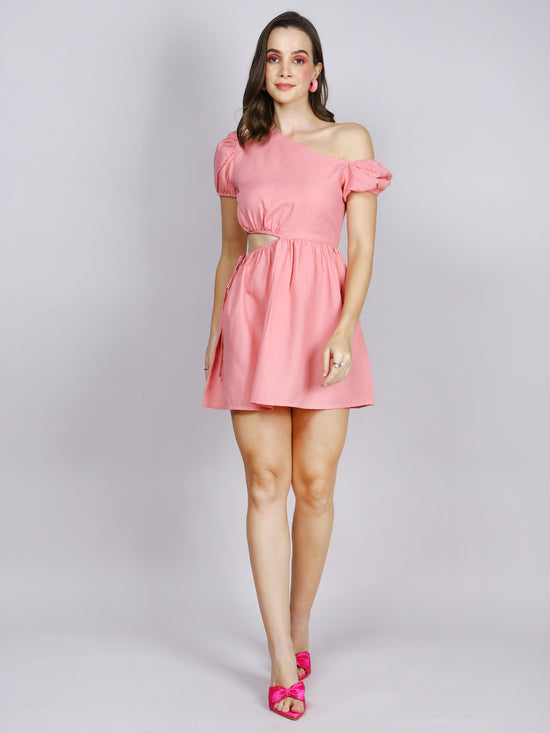 Pink Waist Cut Out Mini Dress
