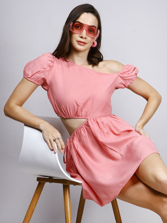 Pink Waist Cut Out Mini Dress