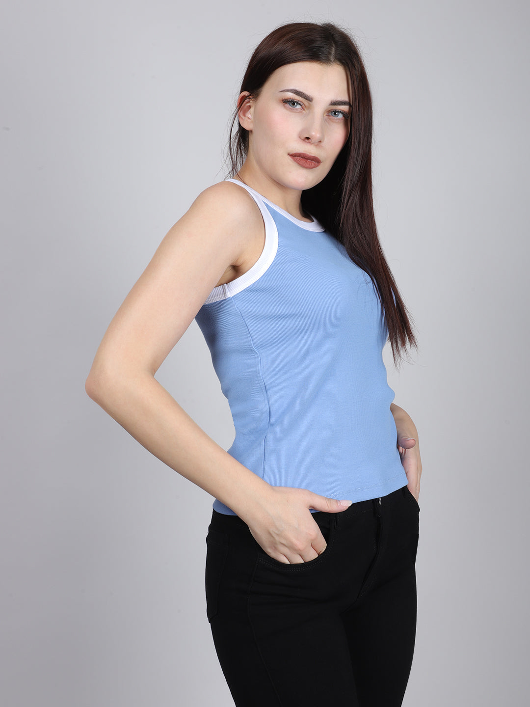BLUE RIB TANK TOP
