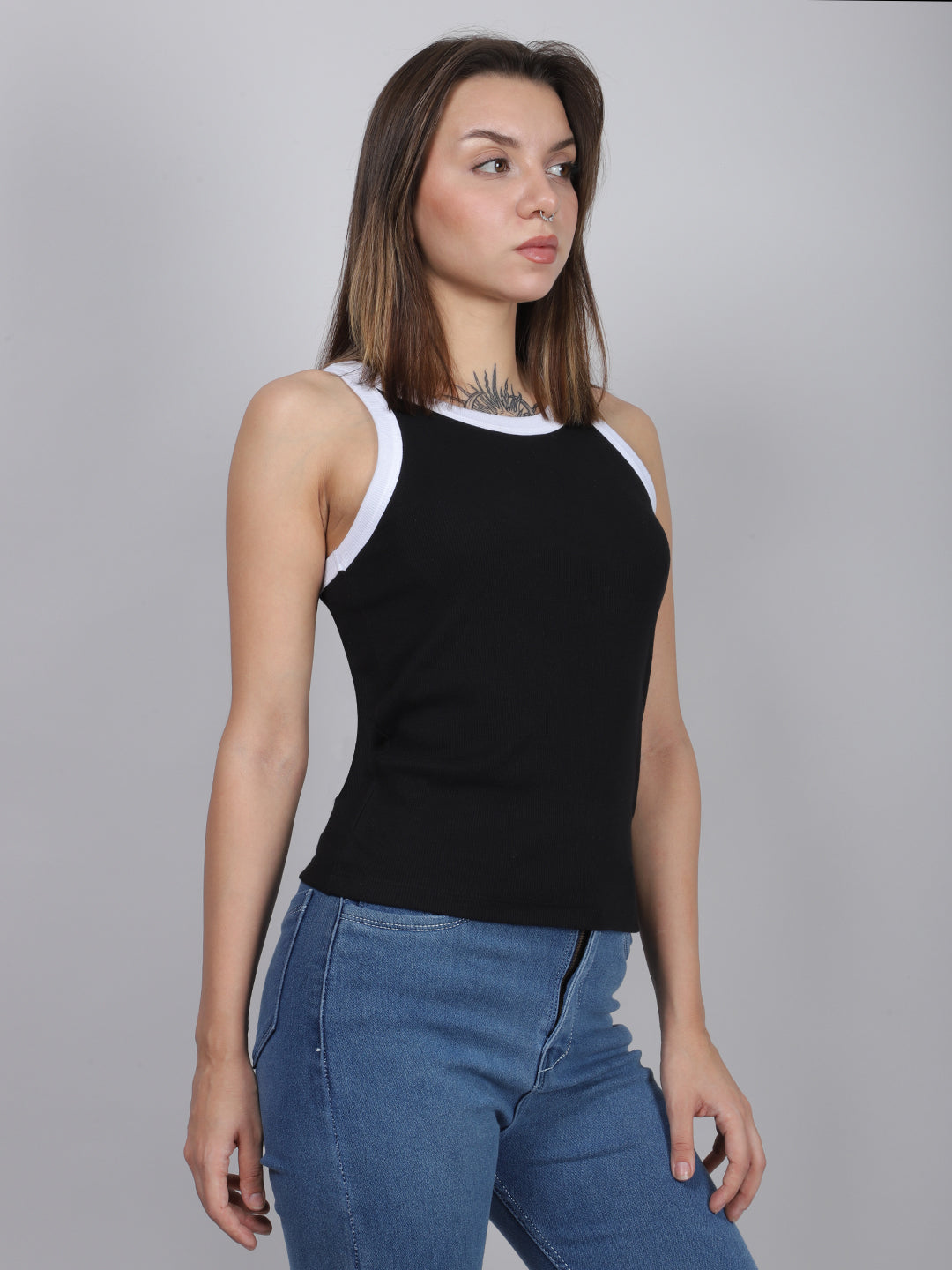 BLACK RIB TANK TOP