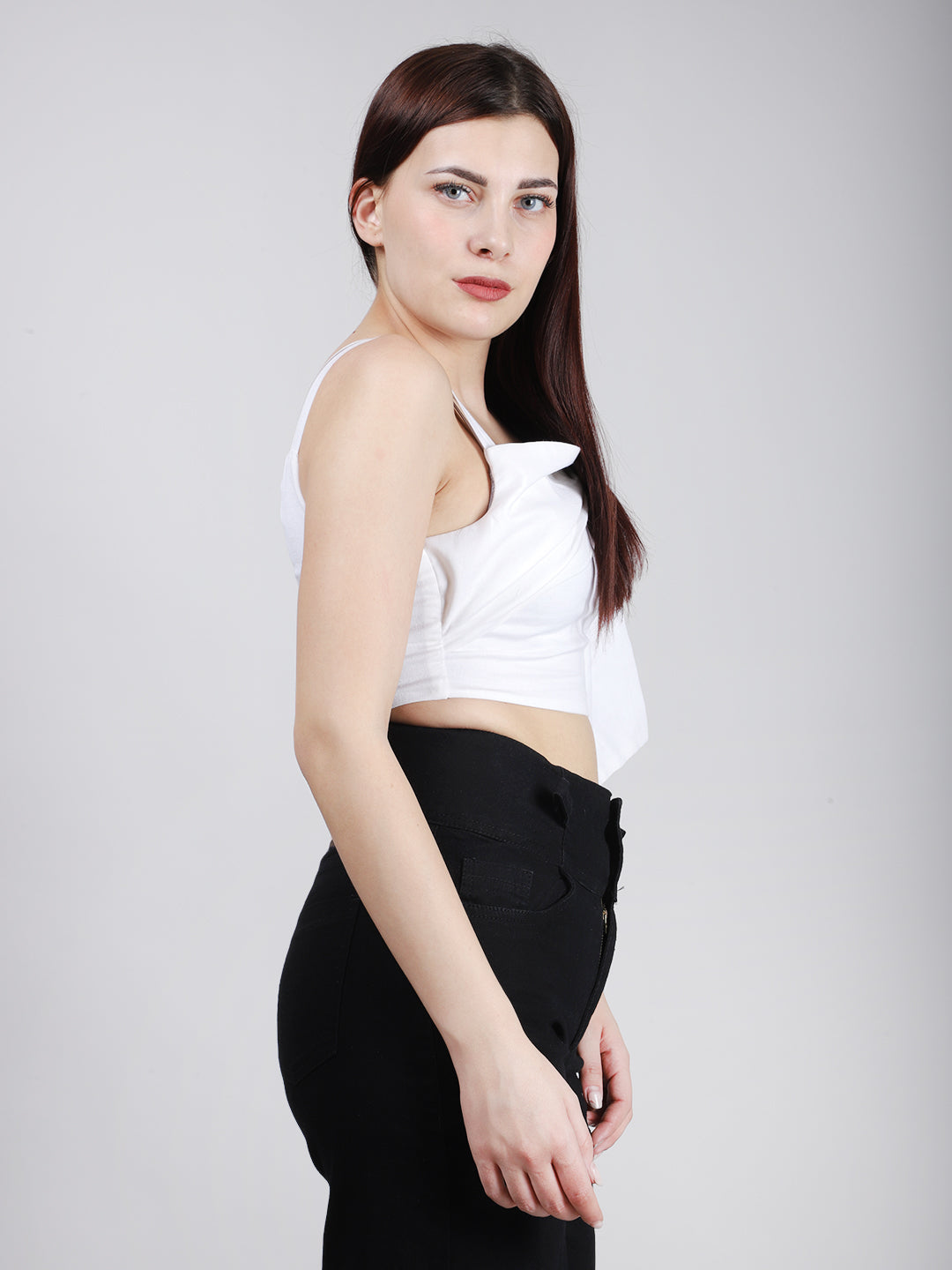 WHITE FRONT TIE TOP
