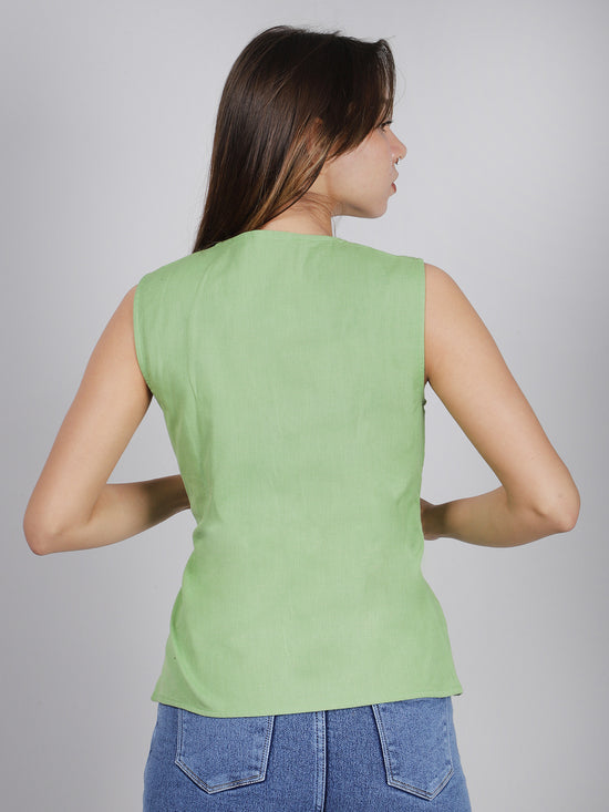 Green Buckel Peplum Top