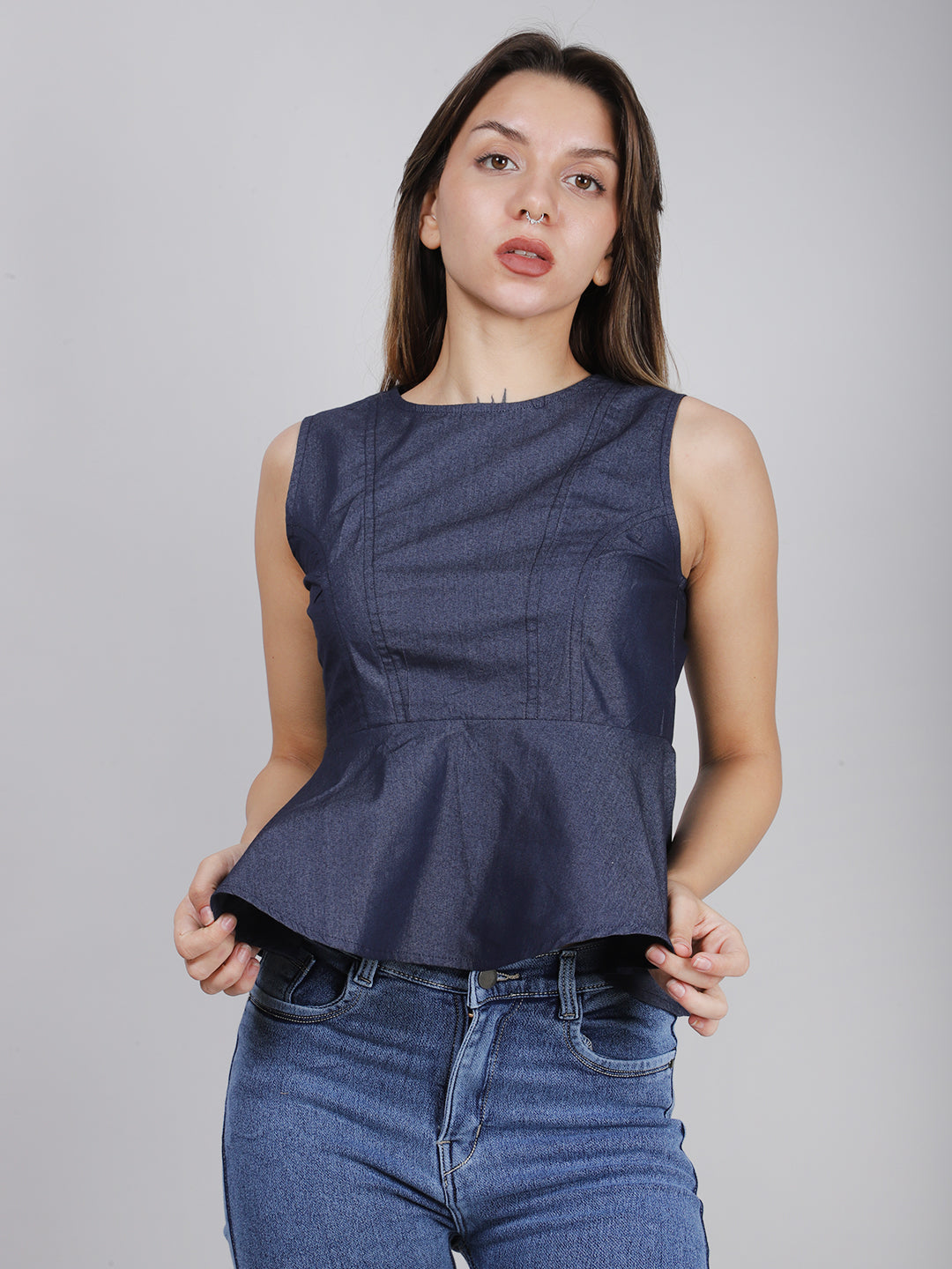 Blue Peplum Top