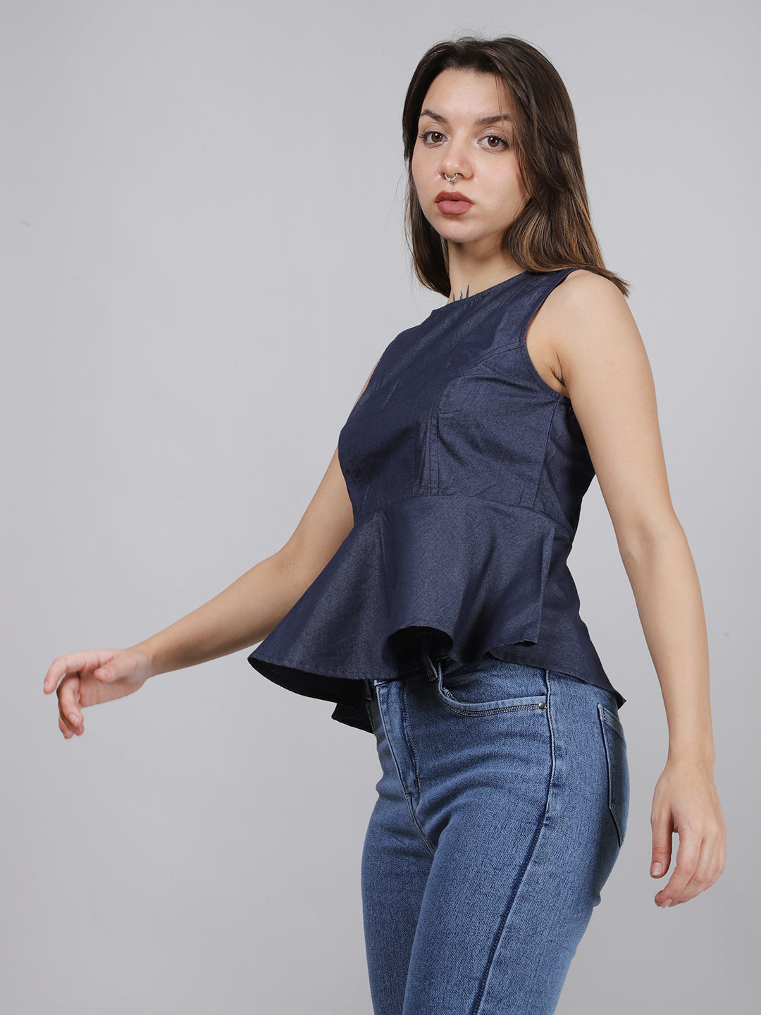 Blue Peplum Top