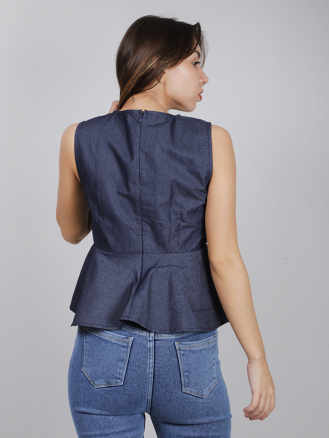 Blue Peplum Top