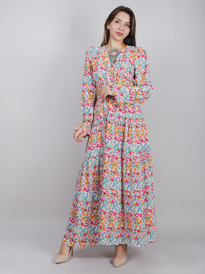 Printed Waist Cut Out Dress