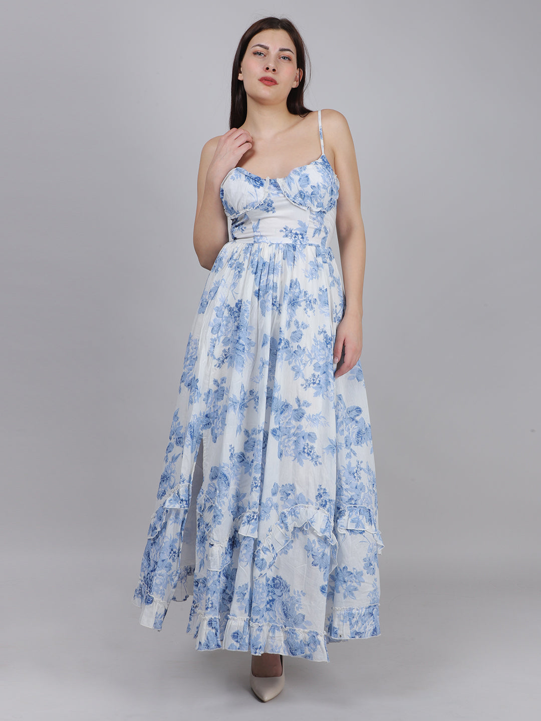 WHITE FLORAL MAXI DRESS