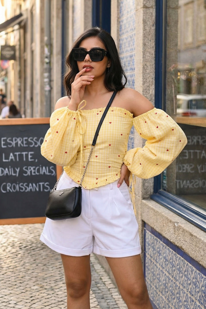 Sweetheart Smock Off-Shoulder Top