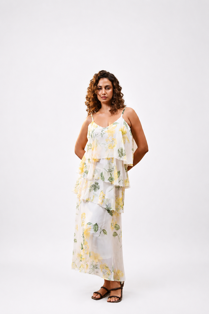 Floral Whisper Ruffle Dress