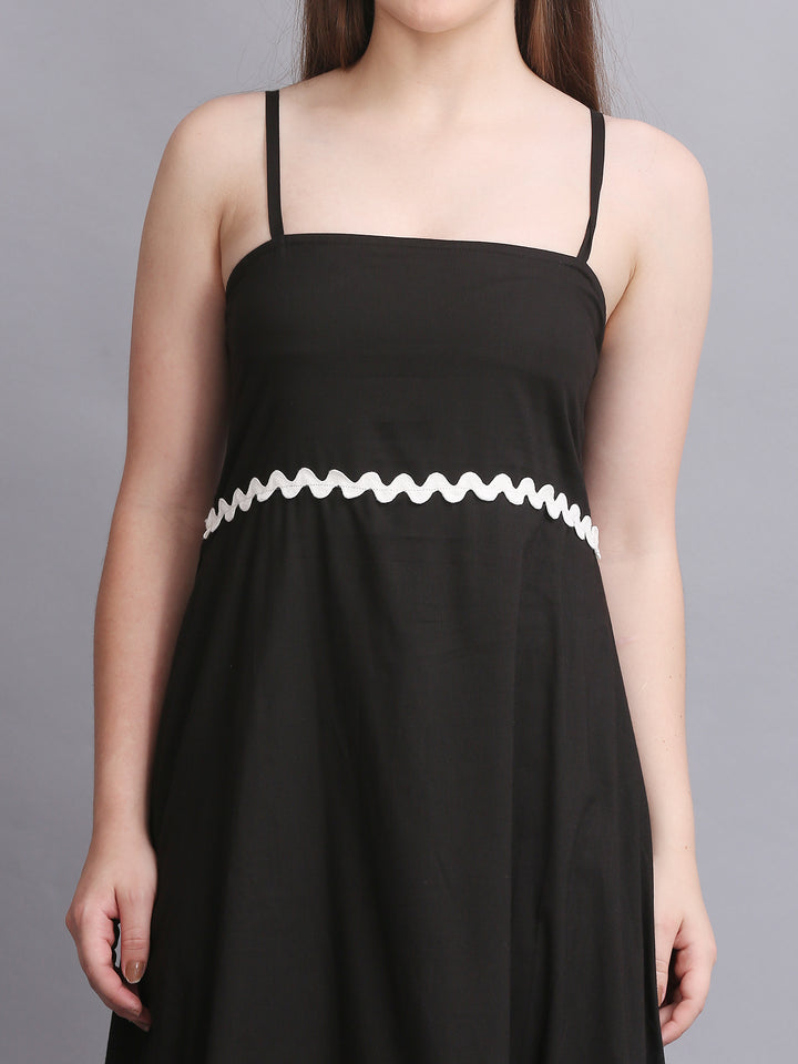 Black Cotton Fit Flare Maxi Dress