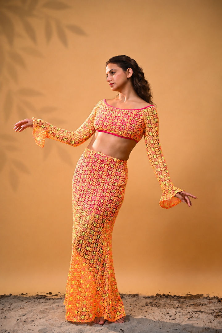 Sunset Bloom Lace Co-ord Set