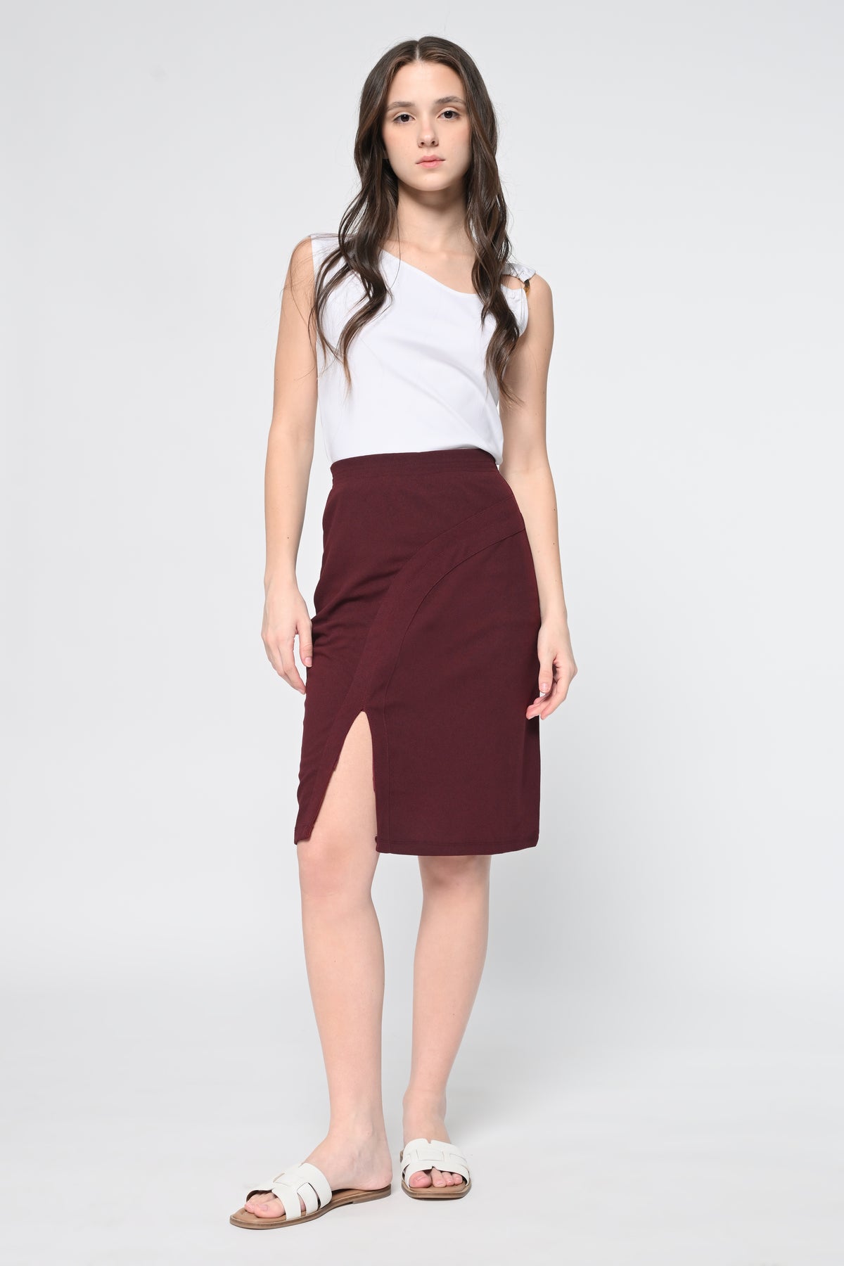 Buckel Top and  Front Button Skirt Co-ord Set