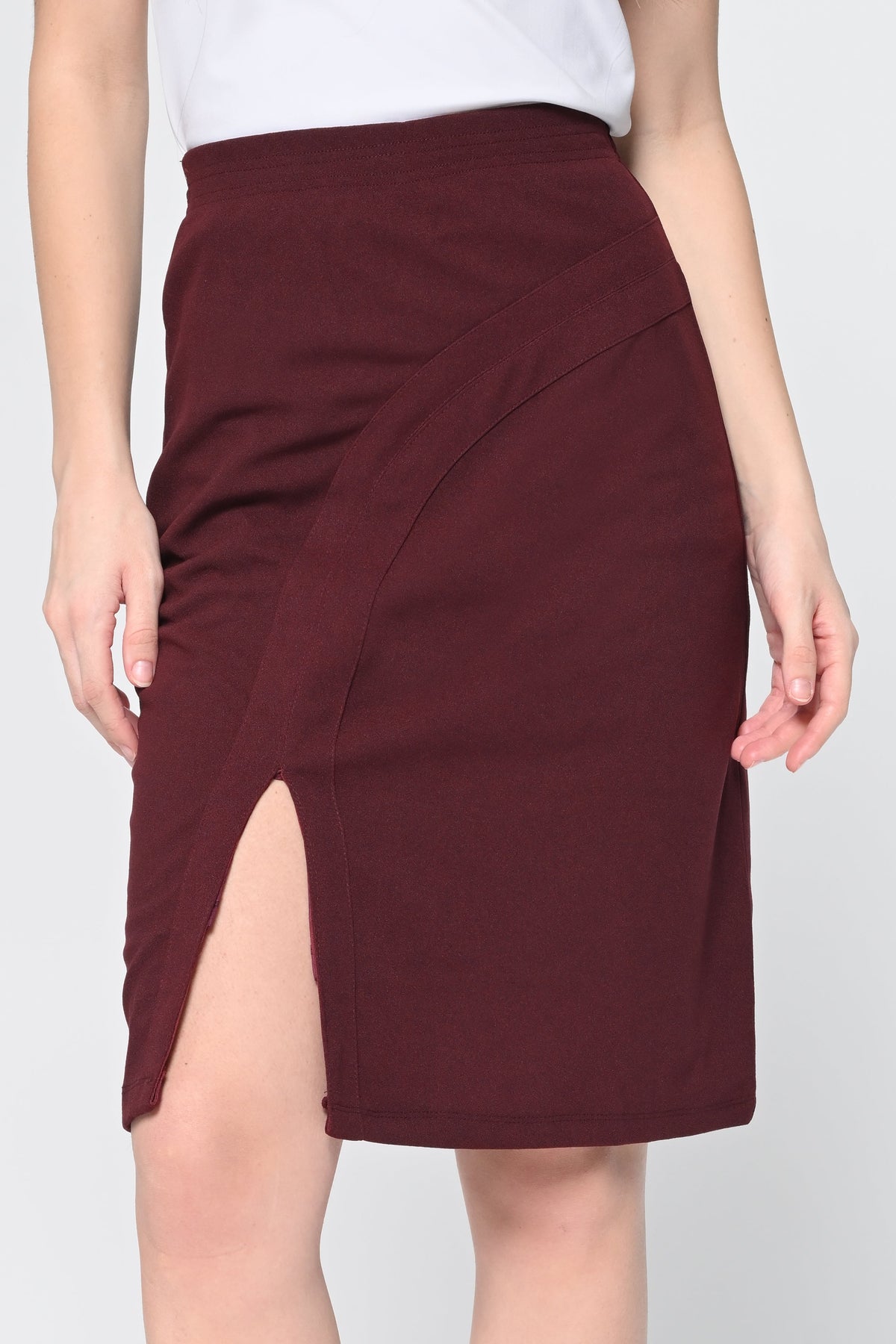 Maroon Slit Skirt