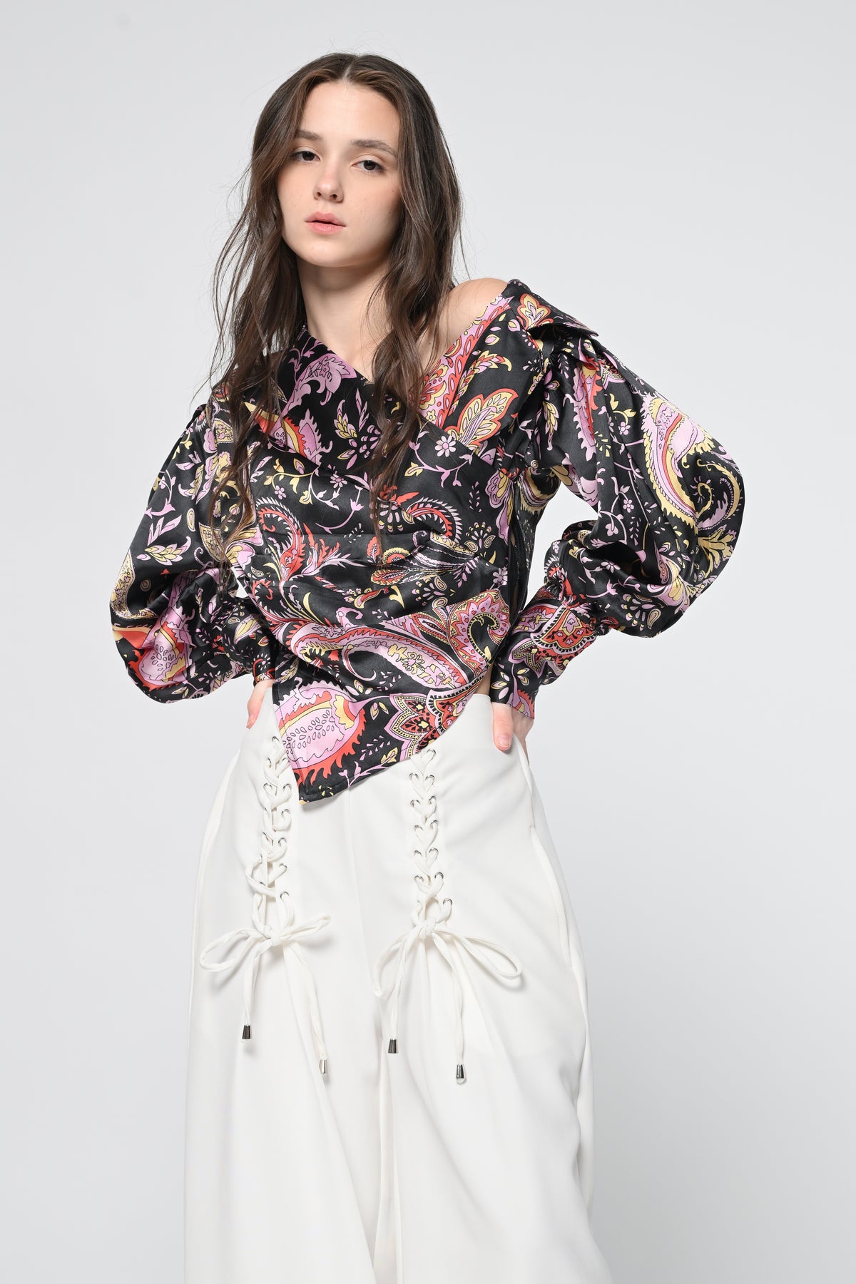 Luxe Paisley Satin Draped Top
