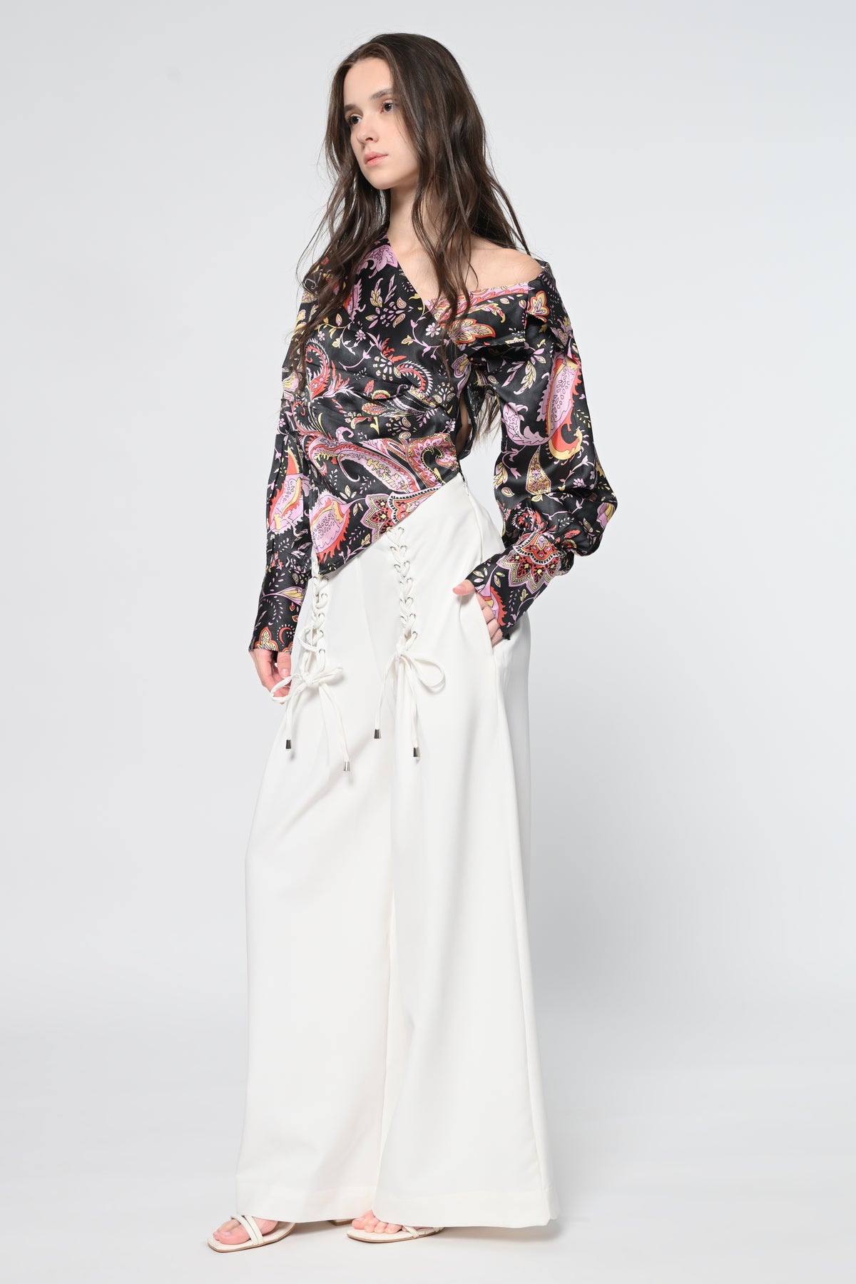 Luxe Paisley Top & Lace-Up pant Co-ord Set