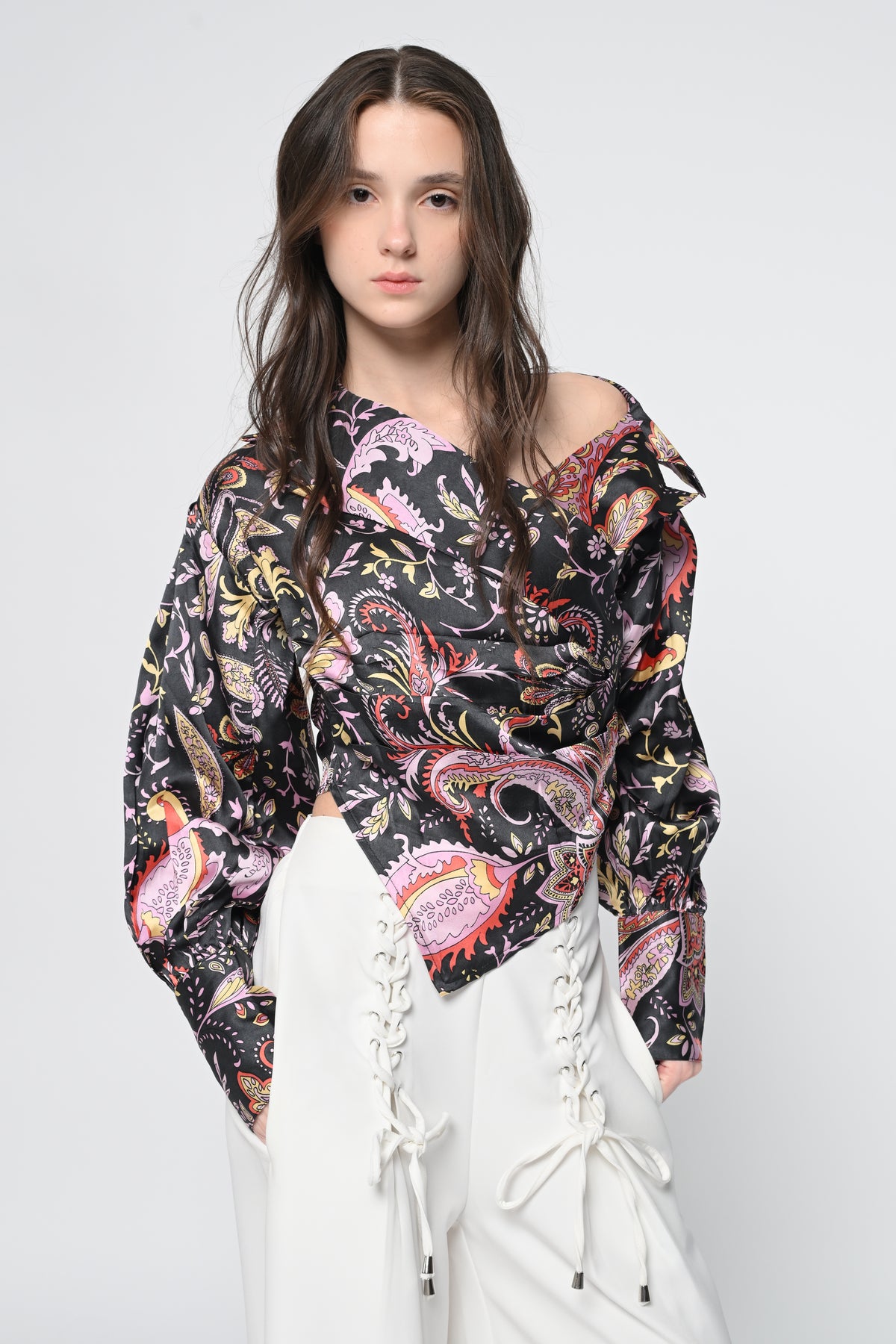 Luxe Paisley Top & Lace-Up pant Co-ord Set