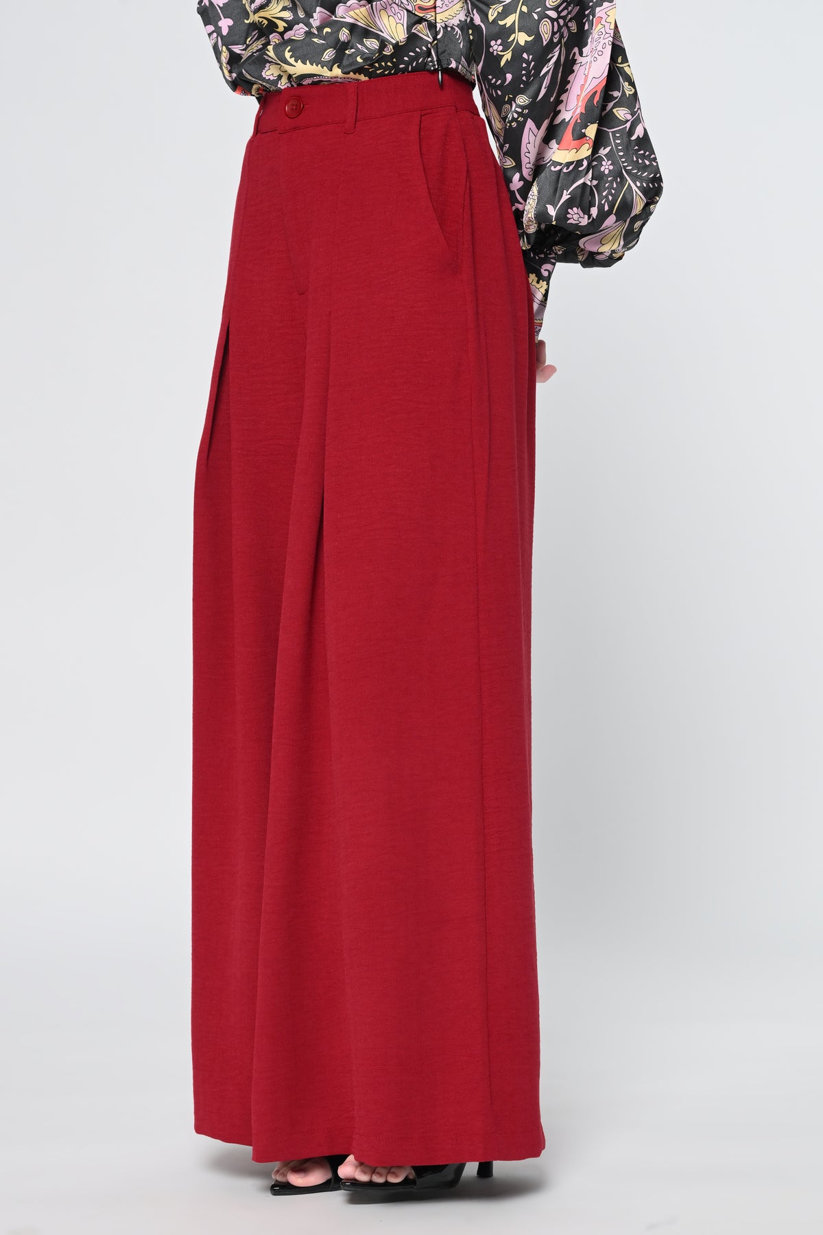Maroon Front-Pleated Trousers