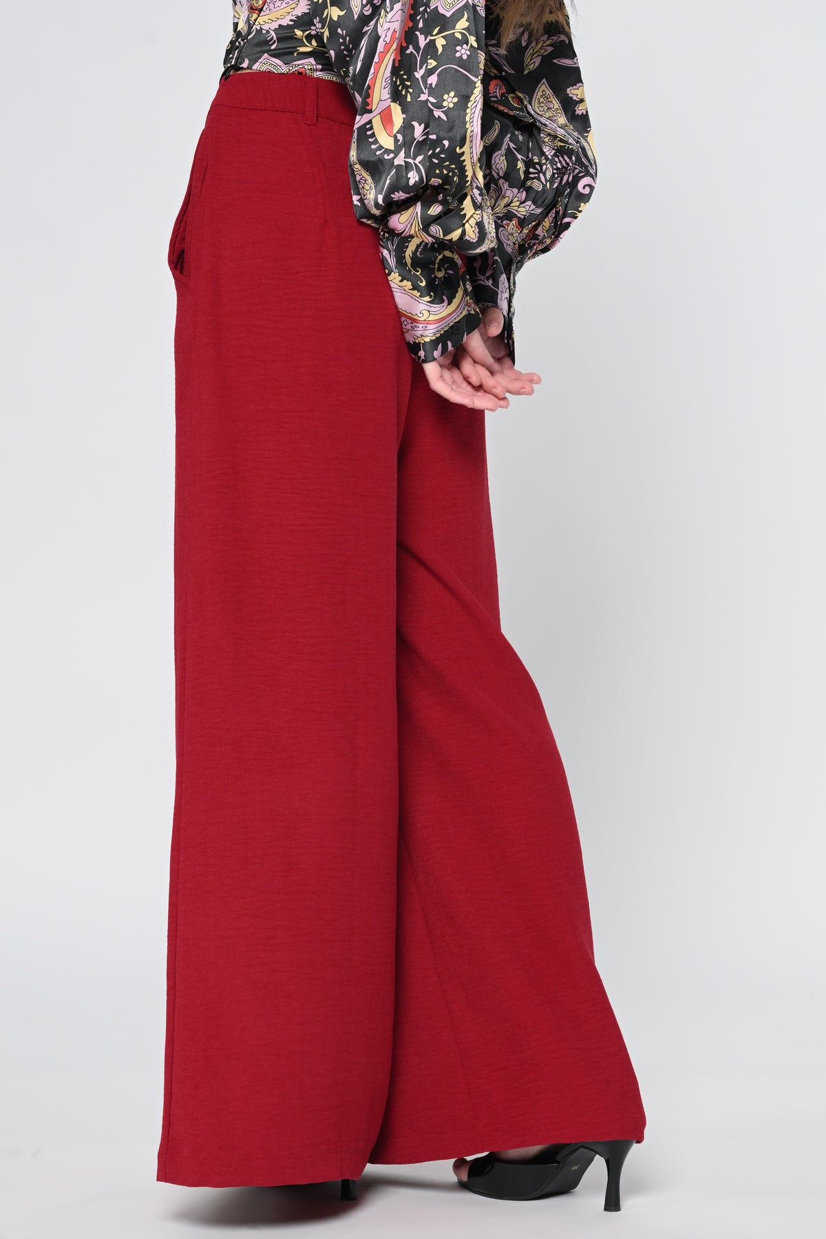 Maroon Front-Pleated Trousers