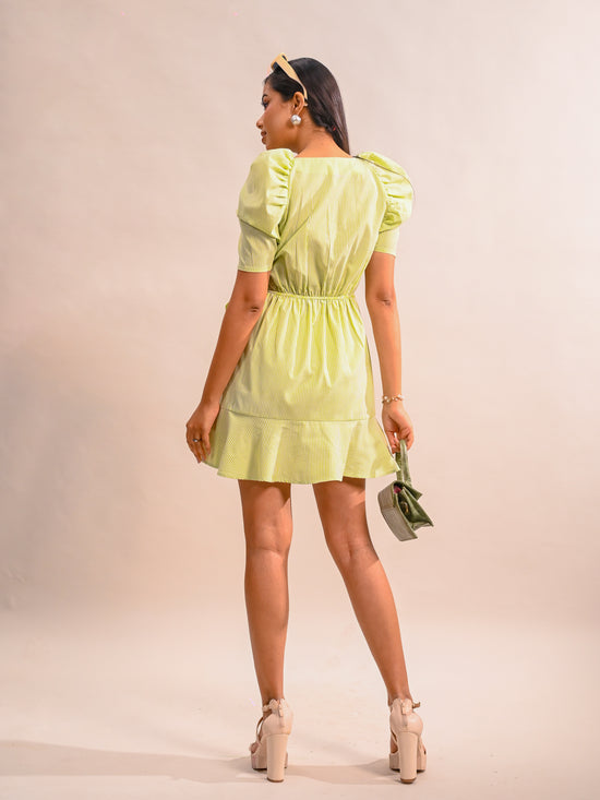 Puff Sleeve Wrap Dress