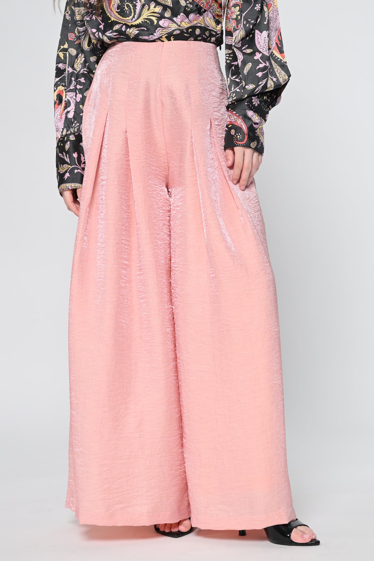 High-Waisted Peach Flare Trousers