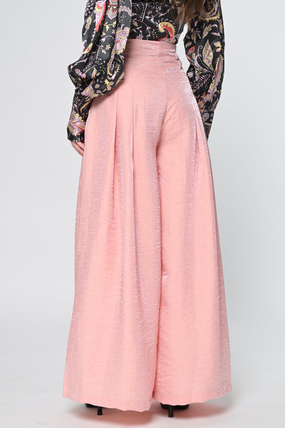 High-Waisted Peach Flare Trousers