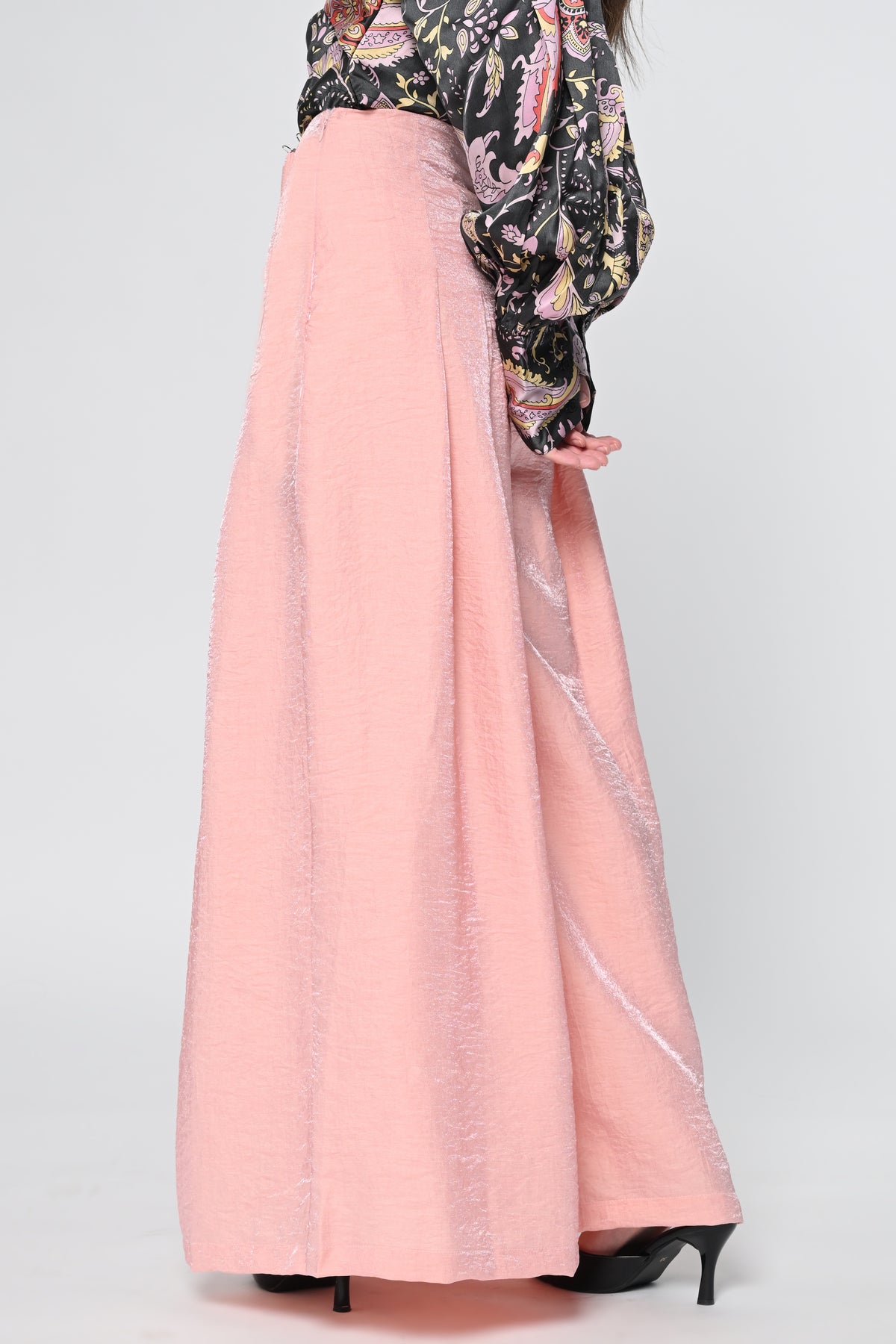 High-Waisted Peach Flare Trousers